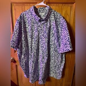Sonoma Navy and White Floral Short Sleeve Button-Down Shirt